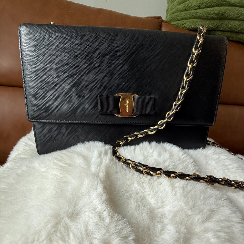 Salvatore Ferragamo Staffiano Leather Shoulder Bag